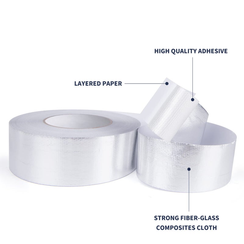 TAPEBEAR Fiberglass Aluminized Foil Tape 4inch x 65Yards, Heat Shield Thermal Barrier Adhesive Backed Heat Reflective Tape Cool Tape for Air Dryer Vent, HVAC, Heating Unit, Auto, Pipe, 196Ft - Image 2